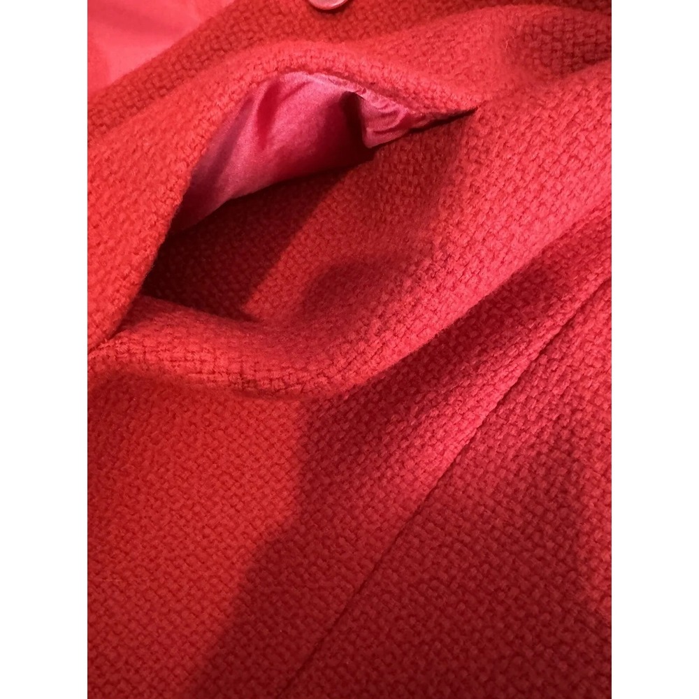 Talbots Wool Coat Women's 14 Petites Red Textured Winter Button Down Jacket - Picture 9 of 10